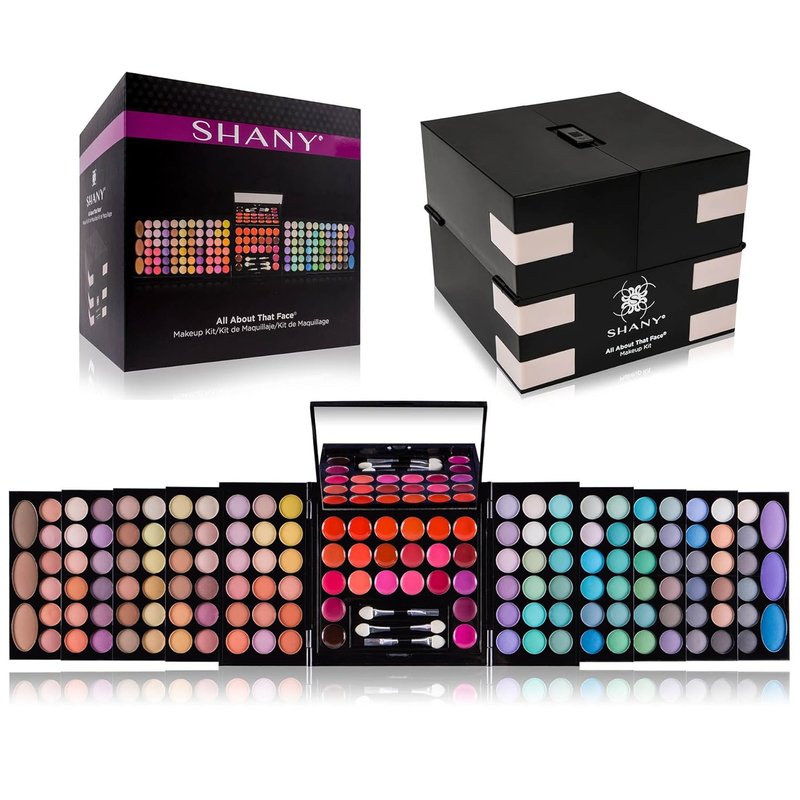 SHANY All About That Face Makeup Kit | Complete Beginner Makeup Set with Eye Shadows, Lip Colors & Applicators