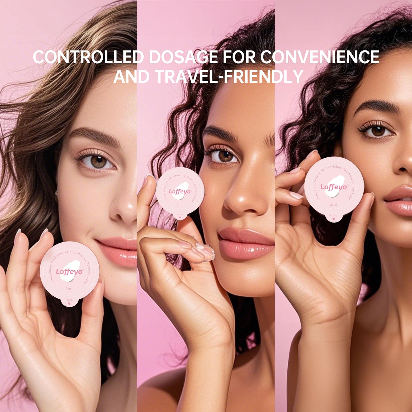 Loffeyo 30-Count Travel Cleansing Balm Pods, Individually Wrapped Single-Use, Makeup Remover Balm with Pomegranate Extract, Solid Formula, TSA-Friendly, Gentle for Sensitive Skin