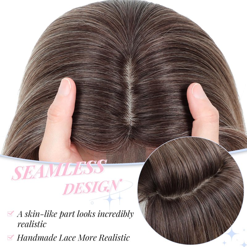 Molefi Hair Toppers for Women with Thinning Hair,18 Inch Long Layered Topper,Synthetic Wiglets Pieces For Women 6.5"x6.5"Large Base for Daily Use (Ombre Brown Blonde)