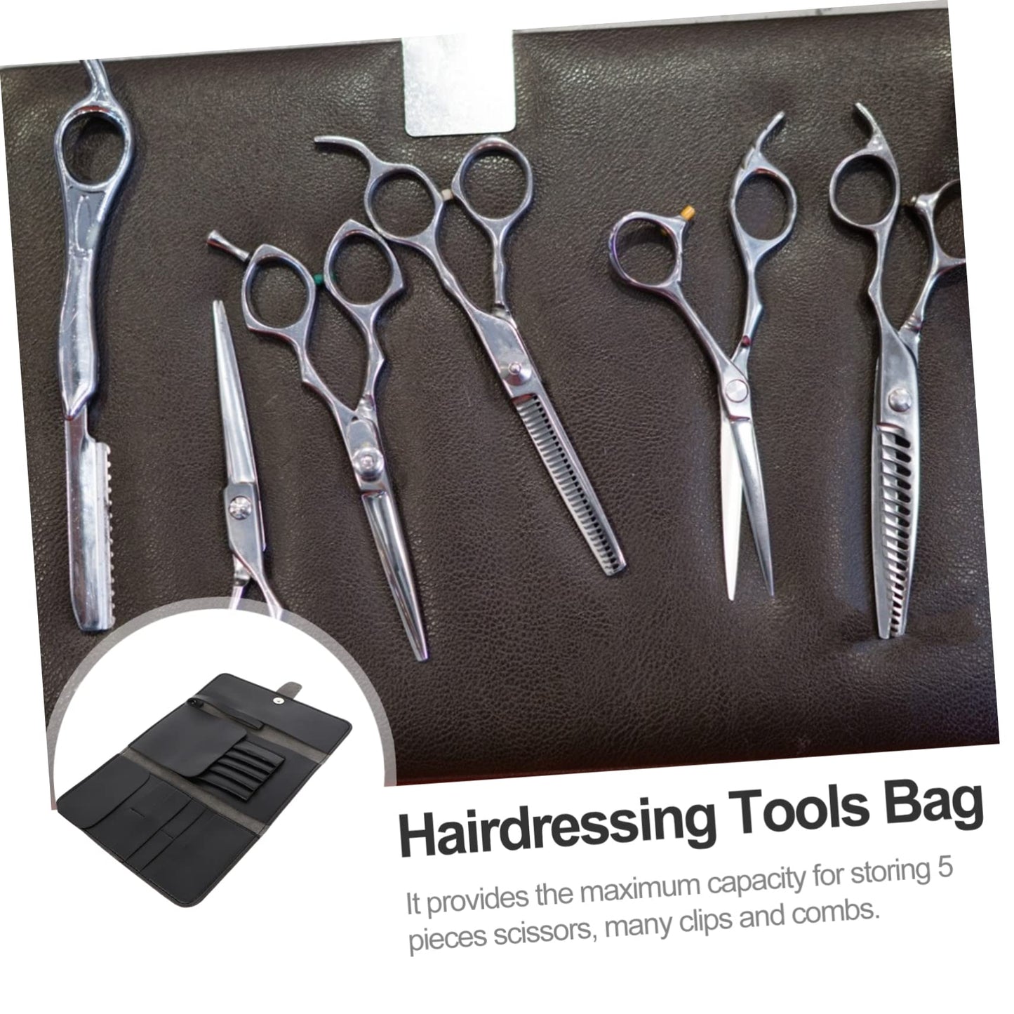 Angoily Foldable Hairdressing Tool Bag 15X10X0.4In Portable Barber Shears Case with Large Capacity for Professional Hairdresser Scissors and Styling Tools Salon and Home Organizer