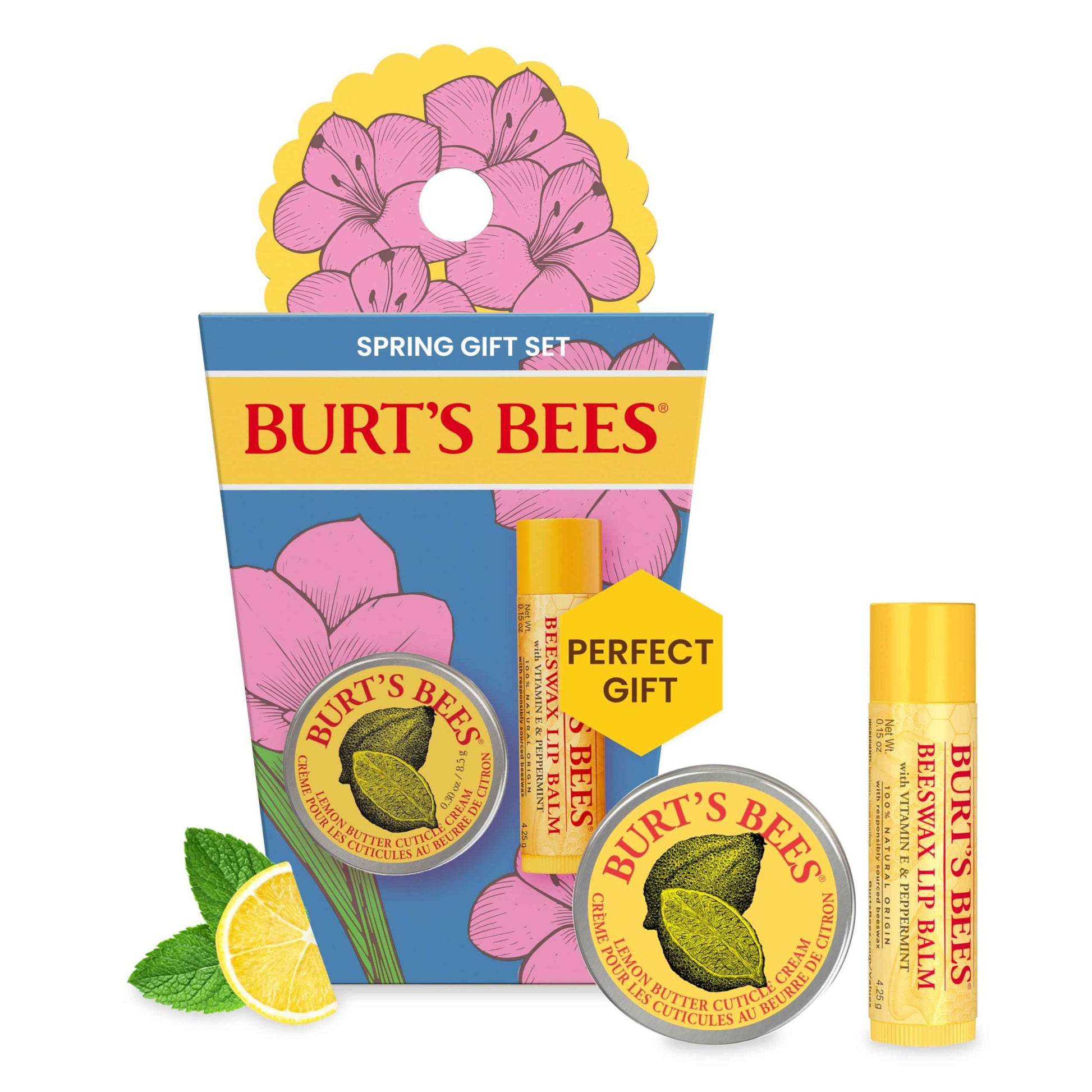 Burt's Bees Hand Repair Gift Set with 3 Creams plus Gloves and Spring Surprise Set with Lip Balm and Cuticle Cream, 5 Count