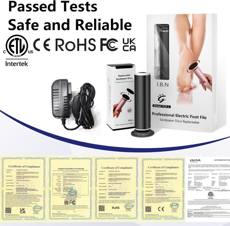 Electric Callus Remover - Adjustable Speed Foot File & Pedicure Tool | 60 Replaceable Sandpaper Discs, Black