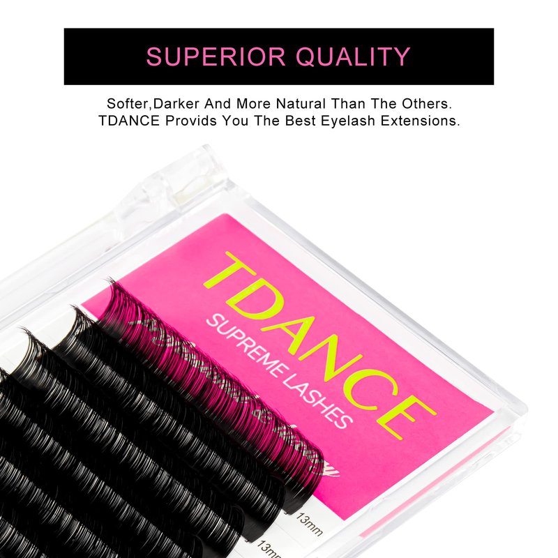 TDANCE Lash Extension Matte Black Eyelash Extension C CC D DD J B L Curl Volume & Classic Lash Extensions 0.03-0.18mm Thickness Professional Salon Use(0.18-CC,19 mm)