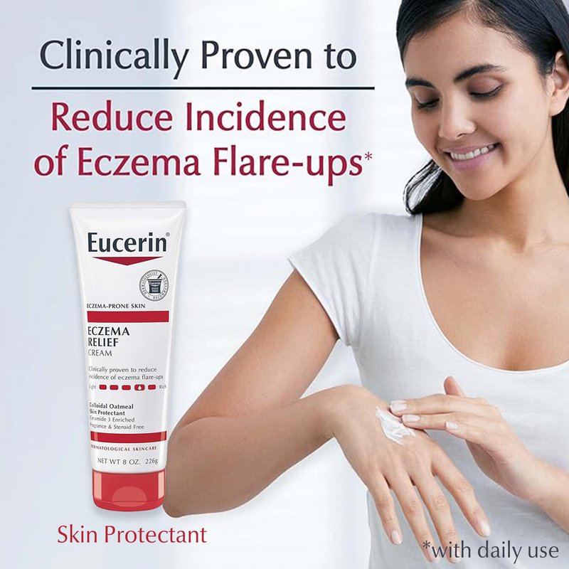 Eucerin Skin Care Set, Advanced Repair Lotion, Unscented Body Lotion for Dry Skin, 16.9 Fl Oz Eczema Relief Body Cream, Eczema Cream with Colloidal Oatmeal (Skin Protectant), 8 Oz