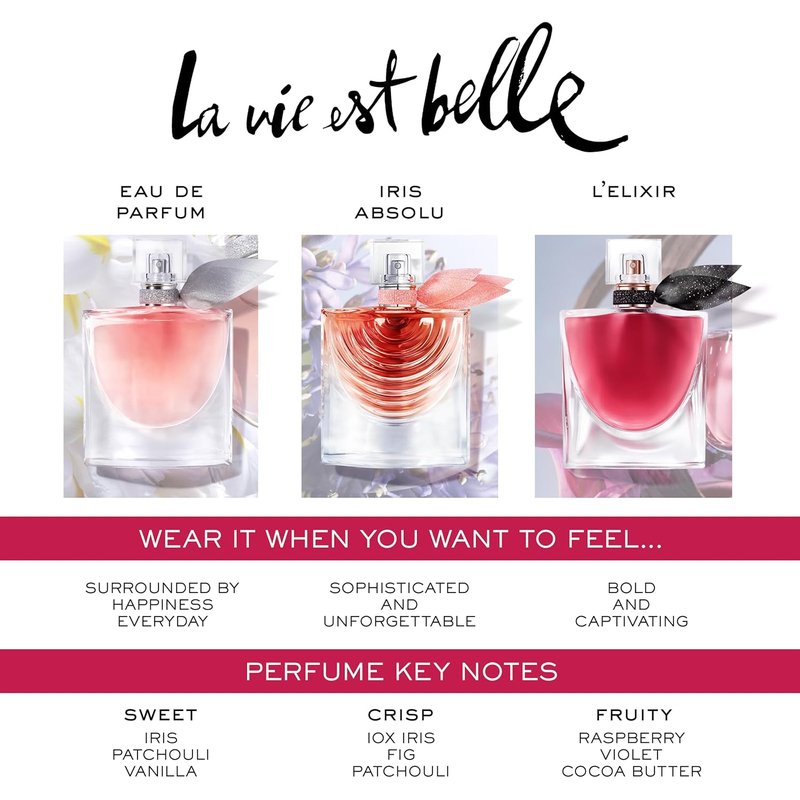 Lancôme La Vie Est Belle L'Elixir Eau de Parfum - Long-Lasting Floral Fragrance with Raspberry & Cocoa Butter | Women's Perfume