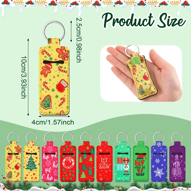 Swiffen 50 Pcs Christmas Lip Balm Holders Bulk Christmas Lipstick Lip Gloss Holder Keychain Xmas Stocking Stuffers Gift Women(Classic)