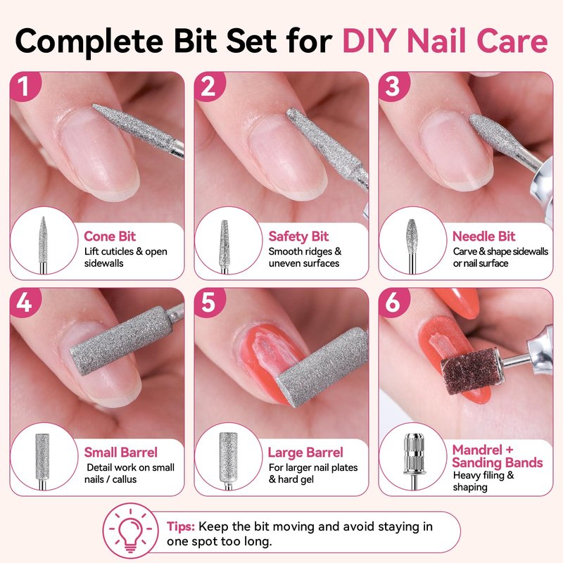 Makartt Cordless Nail Drill for Beginners: Easy & Safe Electric Nail File for Home DIY, Low Vibration Quiet Control with LCD, for Gel Removal, Shaping & Nail Care, YEEYAN