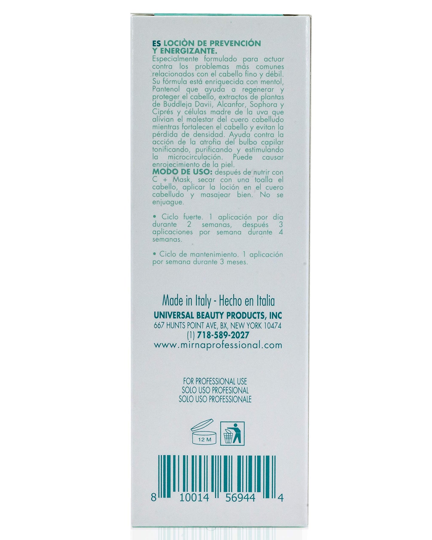 Mirna Professional Prevention & Energizing Anti Hairloss lotion For Weak Hair Infused with Menthol, Pantenol, Sophia Flower Extract, Grape stem cells |Sulphate, Paraben, SLS & Gluten Free 125ml/4.22oz