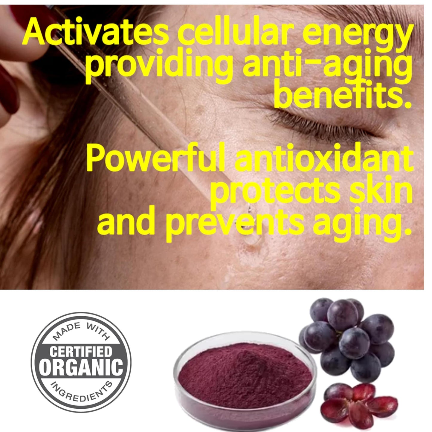 Resveratrol Skin Serum Antioxidant Anti-Aging Factor Improves Fine Lines Wrinkles & Skin Elasticity Cosmetic Grade