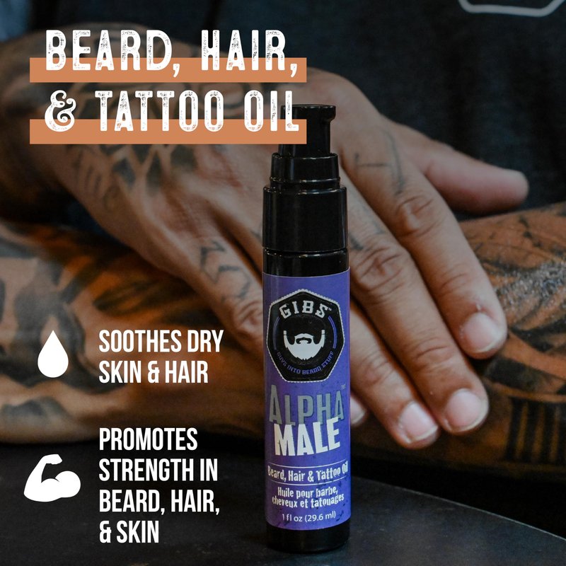 GIBS Grooming - Bush Master Beard, Hair & Tattoo Oil (1 fl oz) - Softens, Strengthens, Protects - Skin Moisturizer - Vitamin C - UV Shield - Travel Size - Beard Oil, Hair Care, Skin Care - Made in USA