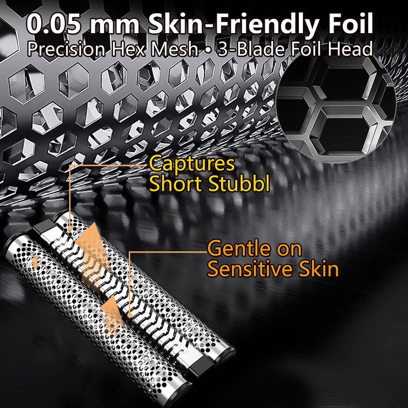 Mini Triple Foil Shaver for Men: Electric Razor｜Ergonomic Grip｜IPX7 Waterproof｜120min Runtime｜Fast USB-C Charge｜Perfect Gift for Travel Business Trip