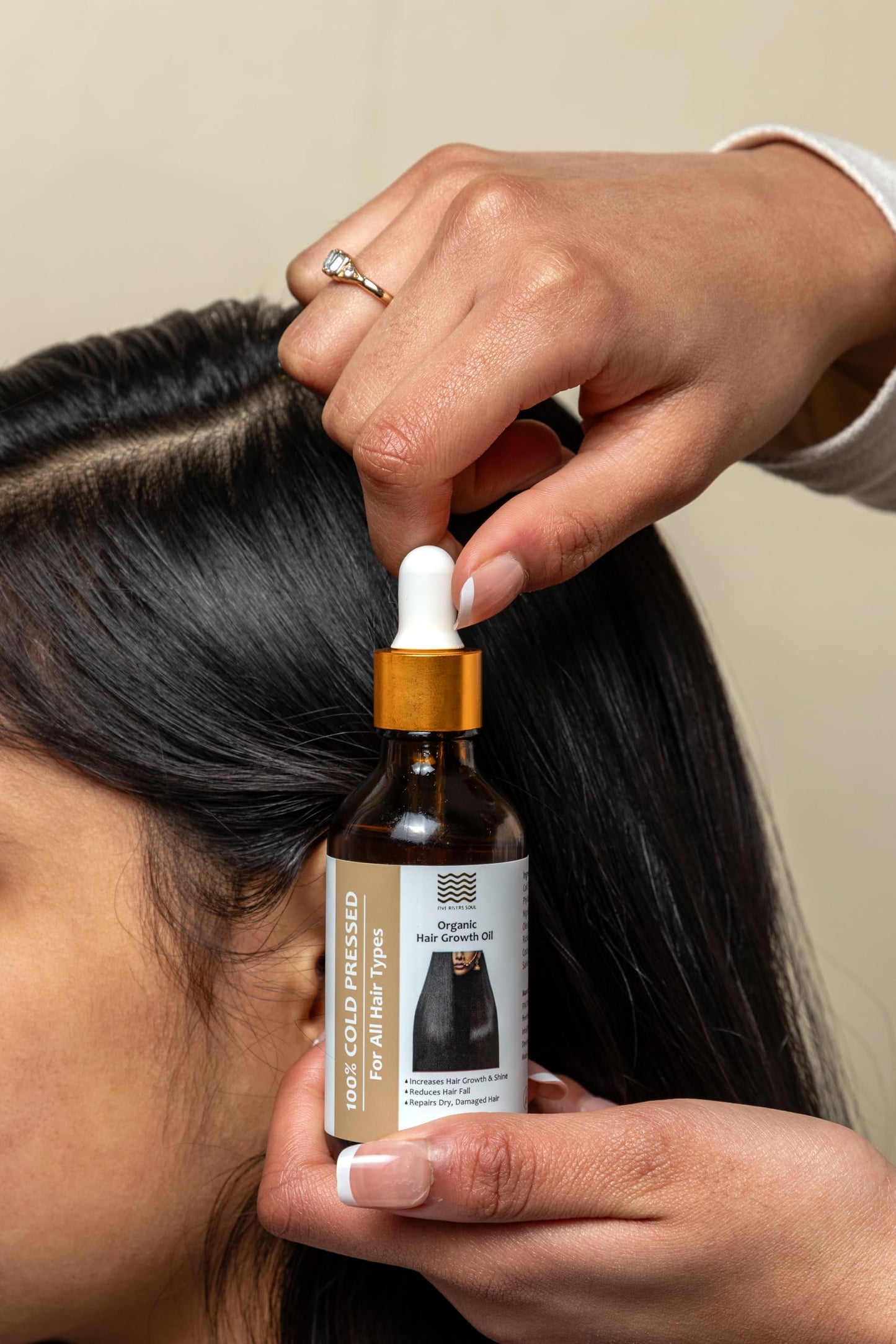 Five Rivers Soul Organic Hair Growth Oil, 100% Cold Pressed Organic, Traditional Scalp & Hair Massage, Thickness Shine Repair for Damage & Thin Hair,Amla Blackseed Olive Castor Coconut Rosemary 2 oz