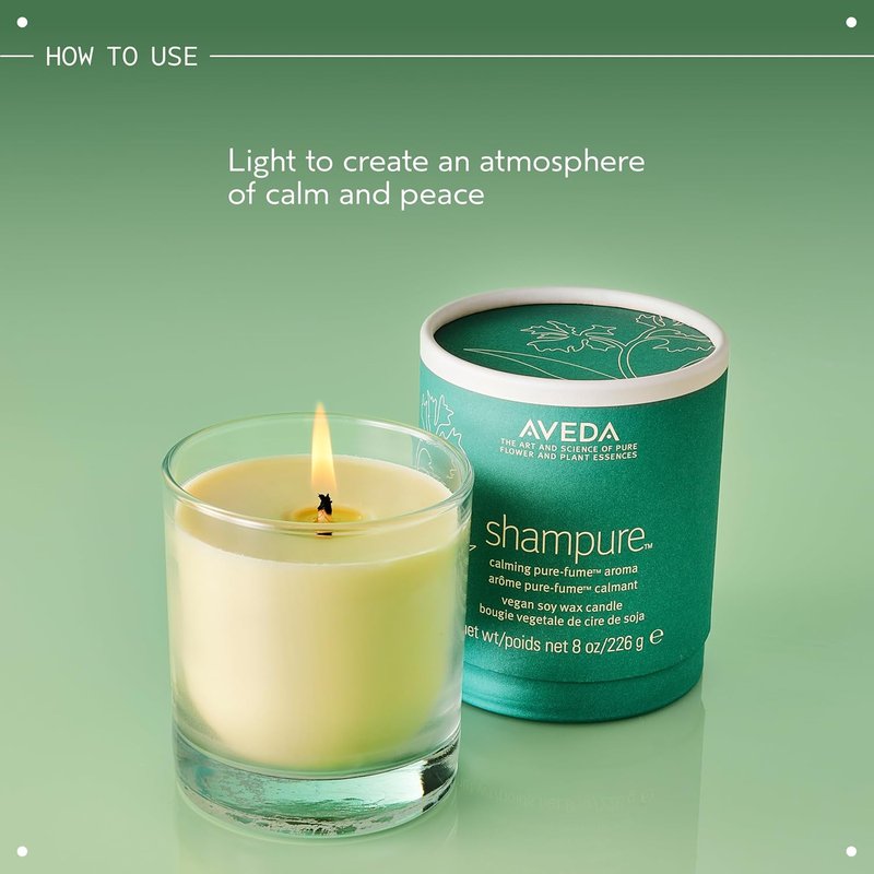 Aveda Shampure Vegan Soy Wax Candle - Calming Organic Lavender Aroma | 8 oz