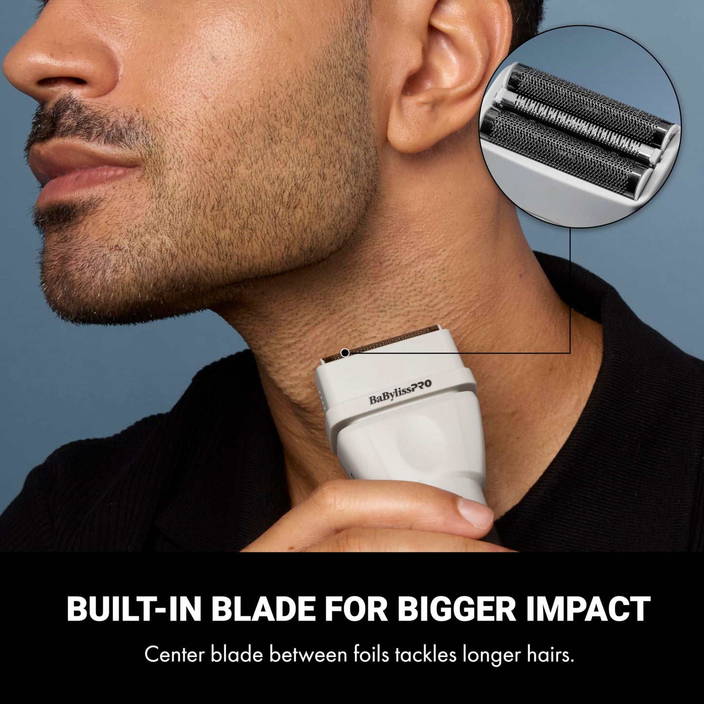 BaBylissPRO COREFX Professional Double Foil Electric Shaver for Men - Waterproof Cordless Wet/Dry Foil Razor with 9,000 RPM Motor and USB-C Charging