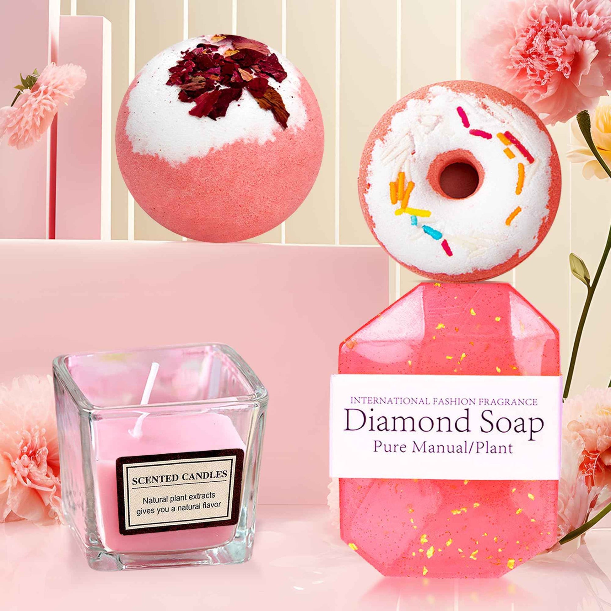 Reekei get Well Soon Care Package,15Pcs Gifts Set- Birthday Gifts for Women - Funny Gift Ideas for Friends, Coworkers, Wife, Mom, Daughter,Sister,Lavender Relaxing Gift Basket for Women,Pink style