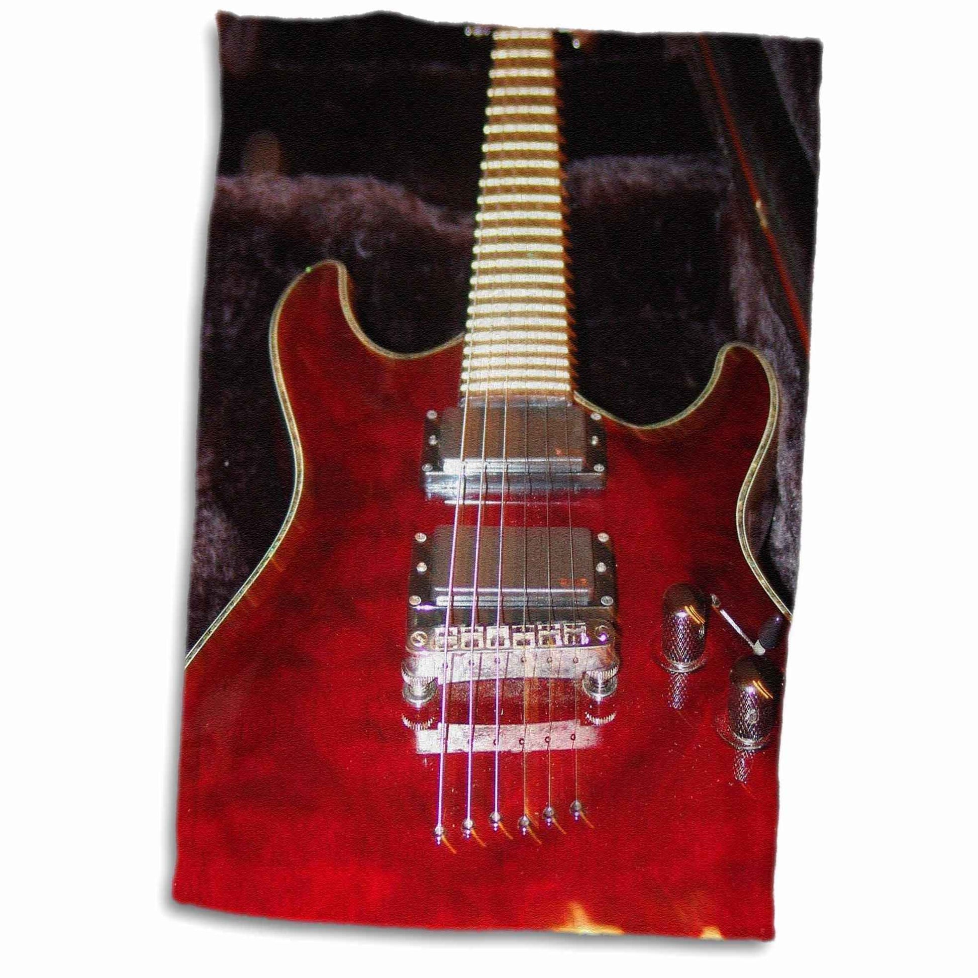 3D Rose Up- Close Red Guitar TWL_35380_1 Towel, 15" x 22"