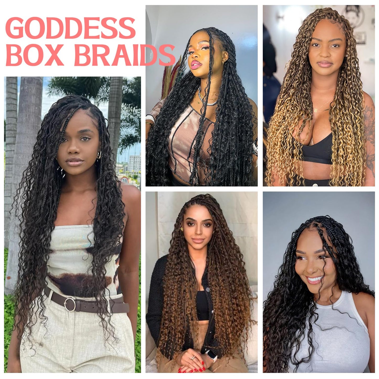 Box Braids Crochet Hair - 30 Inch Water Wave Boho Braids for Black Women | 9 Packs, 1B Color