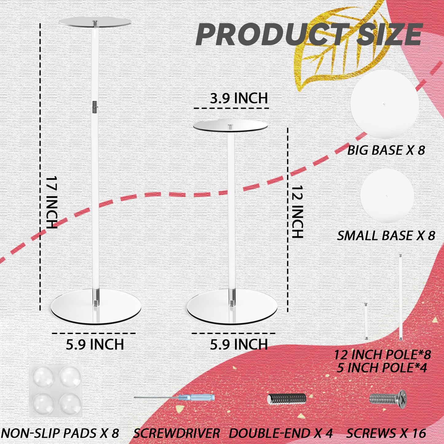 LEPump 12" to 17" Acrylic Clear Cowboy Hat Stand Display Holder 8 pcs