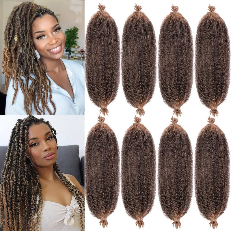 ZRQ 24 Inch Springy Afro Twist Hair 8 Packs Wine Red Marley Crochet Braiding Hair For Distressed Locs Synthetic Pre-Separated Spring Twist Hair Extension For Black Women 8 Strands/Pack (BUG#)