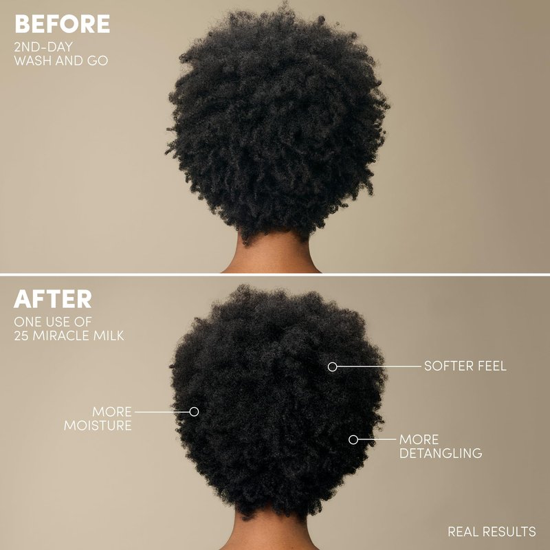 Mizani 25 Benefit Miracle Milk - Leave in Conditioner for Curly Hair, With Coconut Oil, Curl Detangler Spray, Anti Frizz Heat Protectant, No Drying Alcohols, Paraben-Free, 8.5 Fl Oz