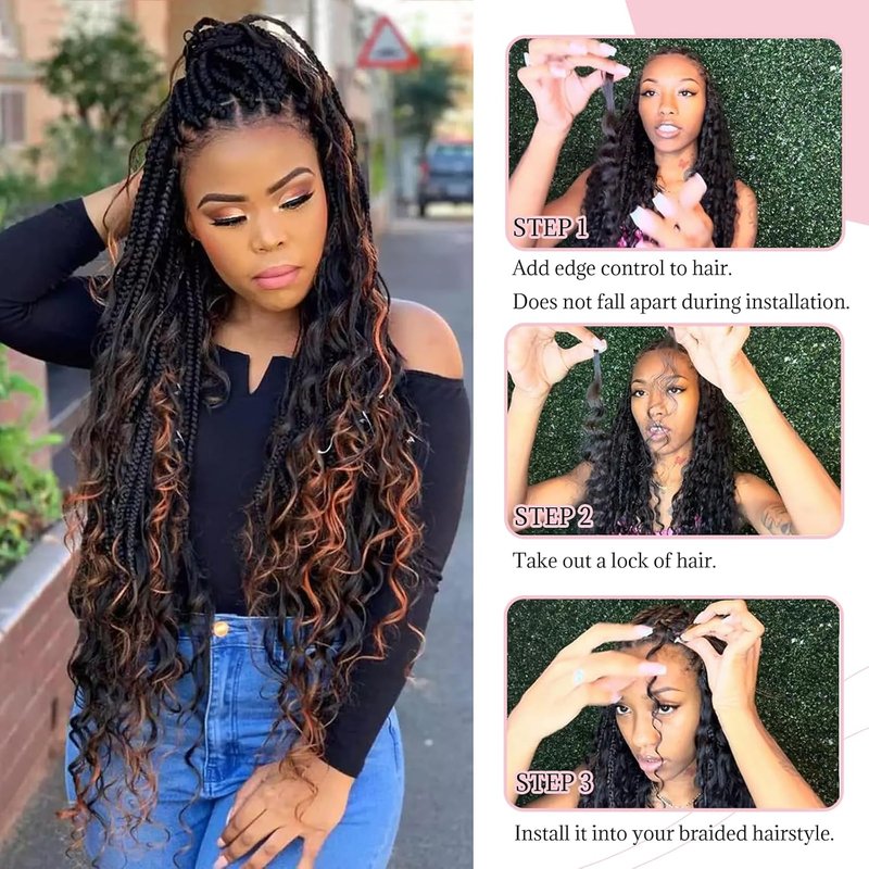 Highlight Braiding Human Hair Extensions - 2 Bundles 100g Deep Water Wave Ombre Curly 14 Inch | Black and Brown
