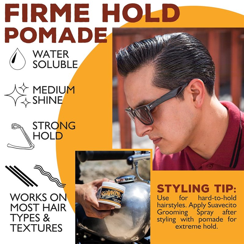 Suavecito Pomade - Strong Hold Hair Pomade for Men | 4 oz, 2 Pack - Medium Shine, Water-Based, Flake-Free