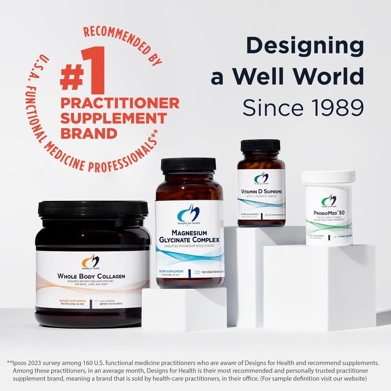 Designs for Health Whole Beauty Collagen - Collagen Peptides, Silica & Biotin Powder to Support Hair Skin and Nails - Support Hair Strength & Fullness (30 Servings)