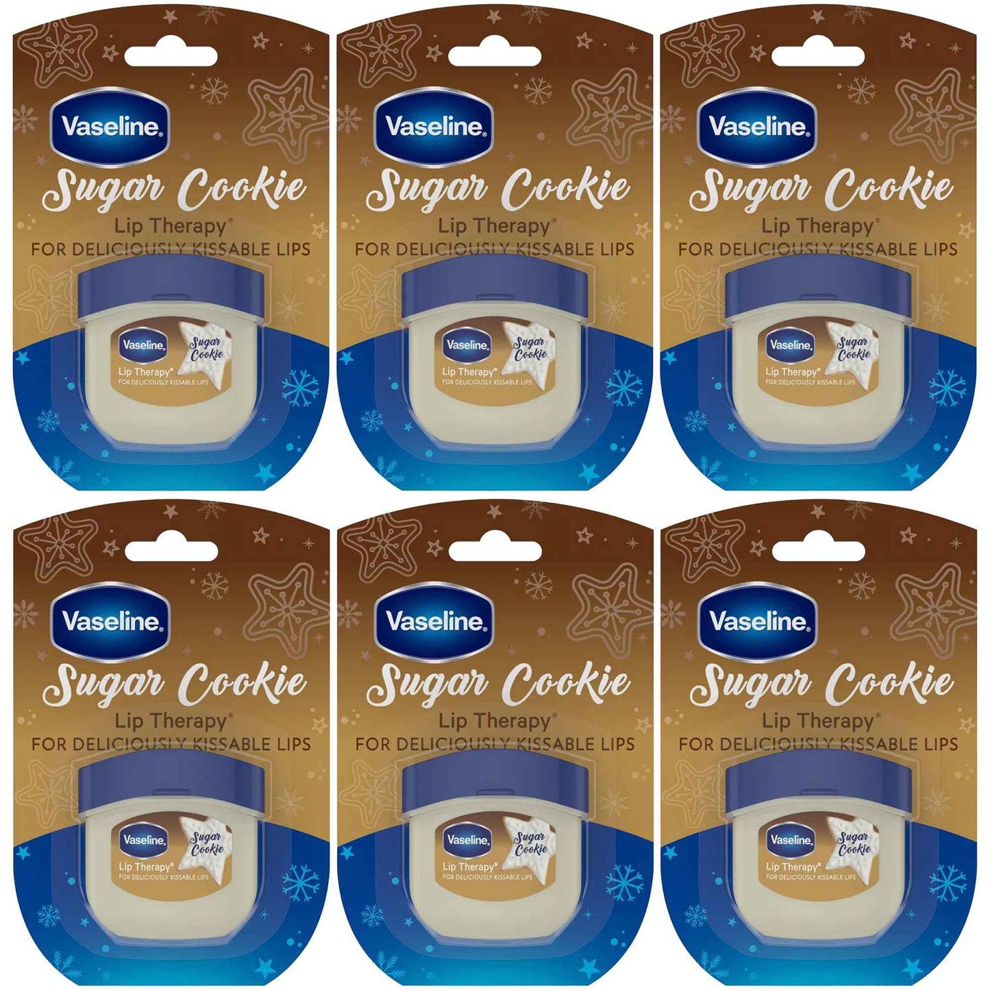 Vaseline Lip Therapy Sugar Cookie – Mini Vaseline Flavored Lip Balm, Hydrating Petroleum Jelly, Clear Lip Gloss, Travel-Size, 0.25 Oz Ea (Pack of 6)