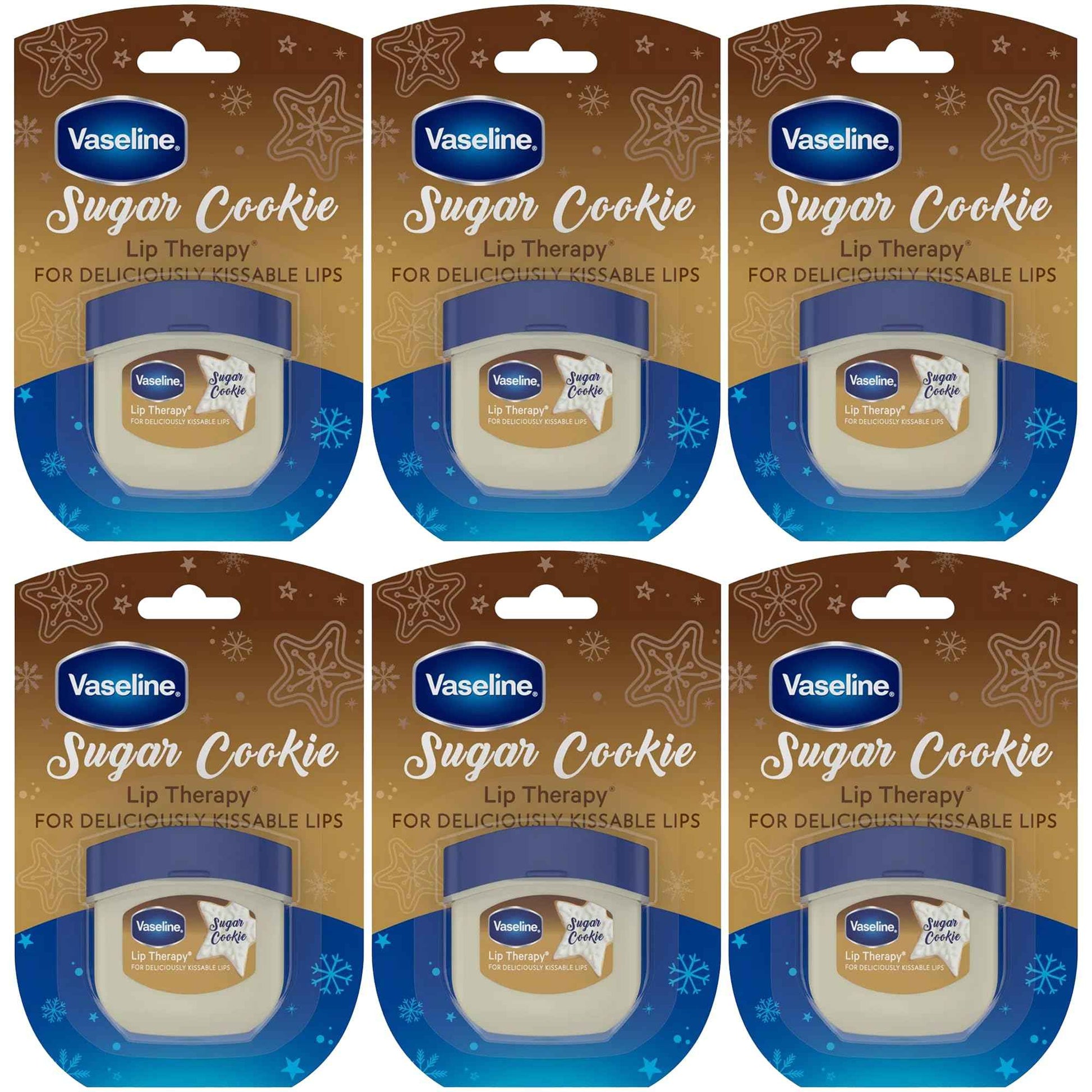 Vaseline Lip Therapy Sugar Cookie – Mini Vaseline Flavored Lip Balm, Hydrating Petroleum Jelly, Clear Lip Gloss, Travel-Size, 0.25 Oz Ea (Pack of 6)