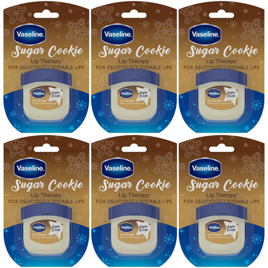 Vaseline Lip Therapy Sugar Cookie – Mini Vaseline Flavored Lip Balm, Hydrating Petroleum Jelly, Clear Lip Gloss, Travel-Size, 0.25 Oz Ea (Pack of 6)