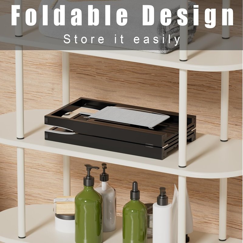 Foldable Bathtub Caddy Tray - Bamboo Expandable Bath Table for Relaxing Soaks | Black