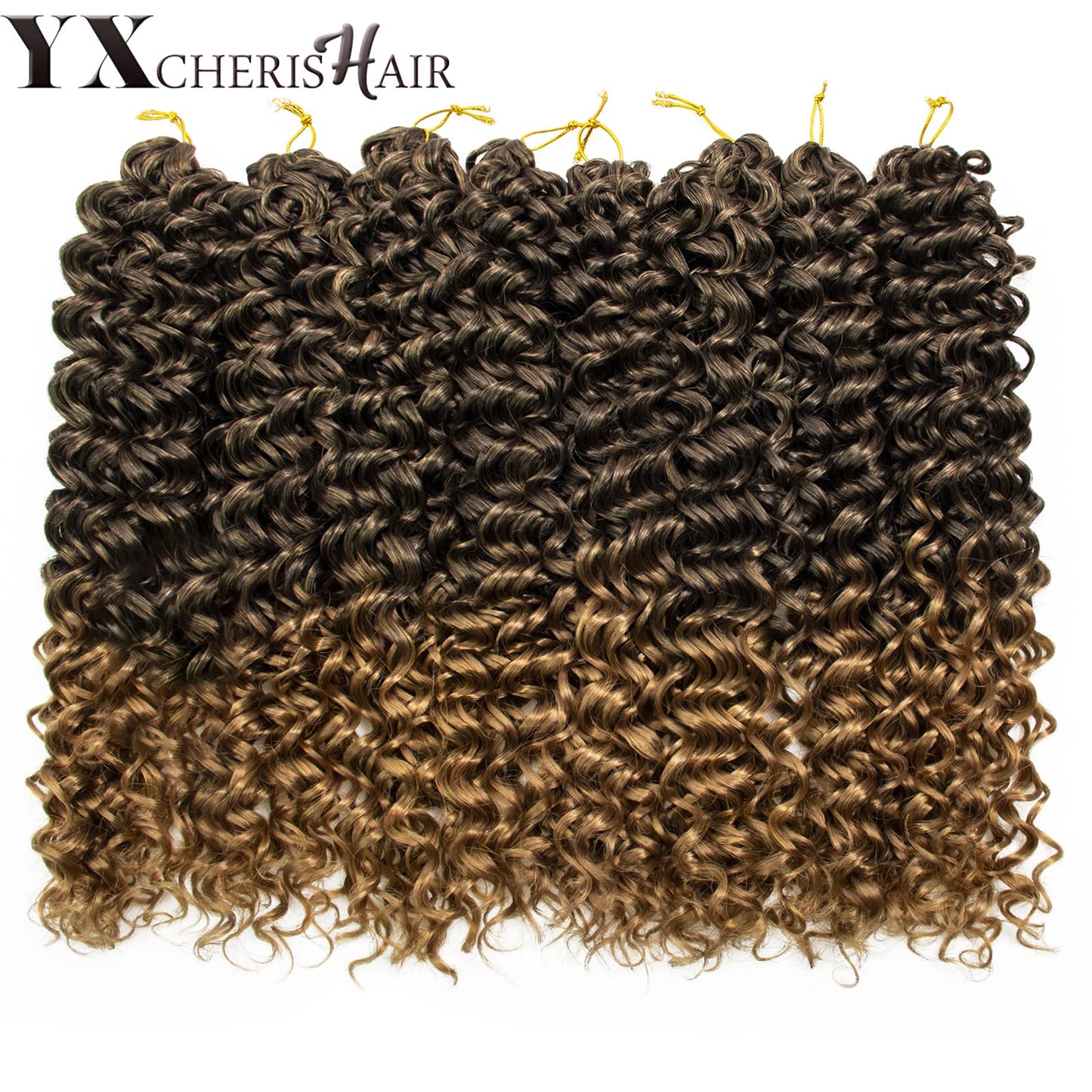 YXCHERISHAIR 8 Packs Curly Crochet Hair GoGo Curl Crochet hair for Women Deep Wave Braiding hair,Synthetic Bohemian Crochett Braid Water Wave Crochett hair Extensions(18inch, 1B/27)
