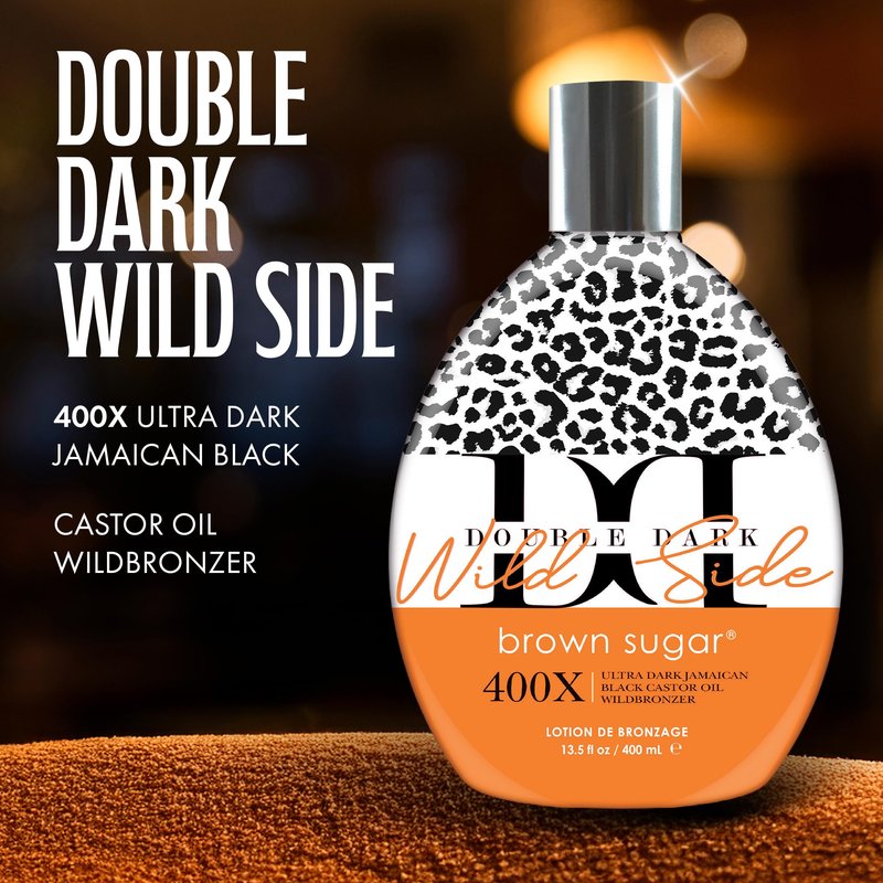 Brown Sugar Double Dark Wild Side Tanning Lotion, 400X Ultra Dark Jamaican Black Castor Oil Wildbronzer with Double Carrot Oil, 13.5 Fl Oz