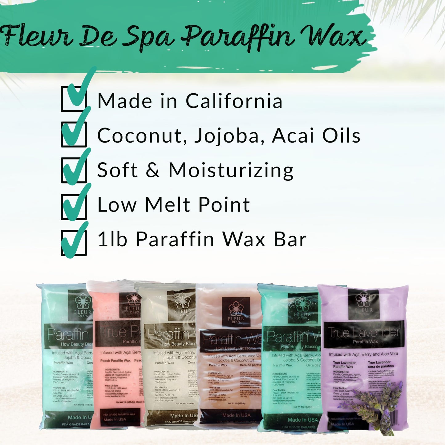 FLEUR DE SPA Paraffin Wax Refill 2lb bundle | Peach & Lavender | USA Made | At-Home Spa Experiene Hand & Foot Wax