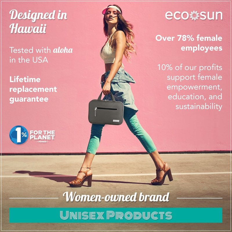 Eco Sun Hanging Travel Toiletry Bag - Water-Resistant Organizer for Bathroom Accessories | Grey