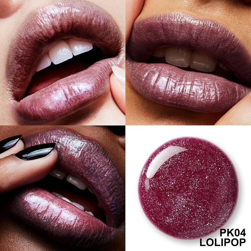 High Shine Glitter Lip Gloss - Hydrating, Non-Sticky Formula for Fuller Lips | PK04 Lollipop