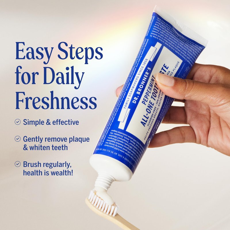 Dr. Bronner’s All-One Toothpaste 3-Pack Variety– (Peppermint, Cinnamon, Anise, 5oz Each)– 70% Organic Ingredients, SLS Free Toothpaste, Fluoride Free, Natural, Vegan, Gentle for Sensitive Teeth
