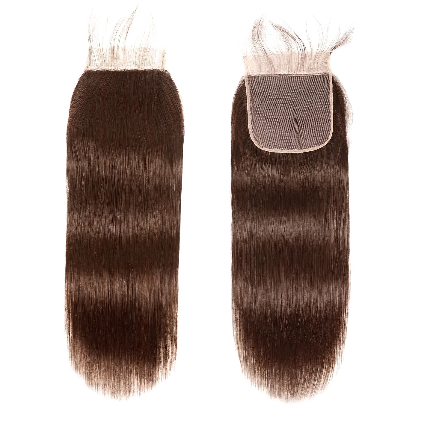 Kafeier 5x5 Chocolate Brown Closure 4# 100% Human Hair Pre Plucked With Baby Hair stright Closure 5 by 5 Lace frontal 12 Inch