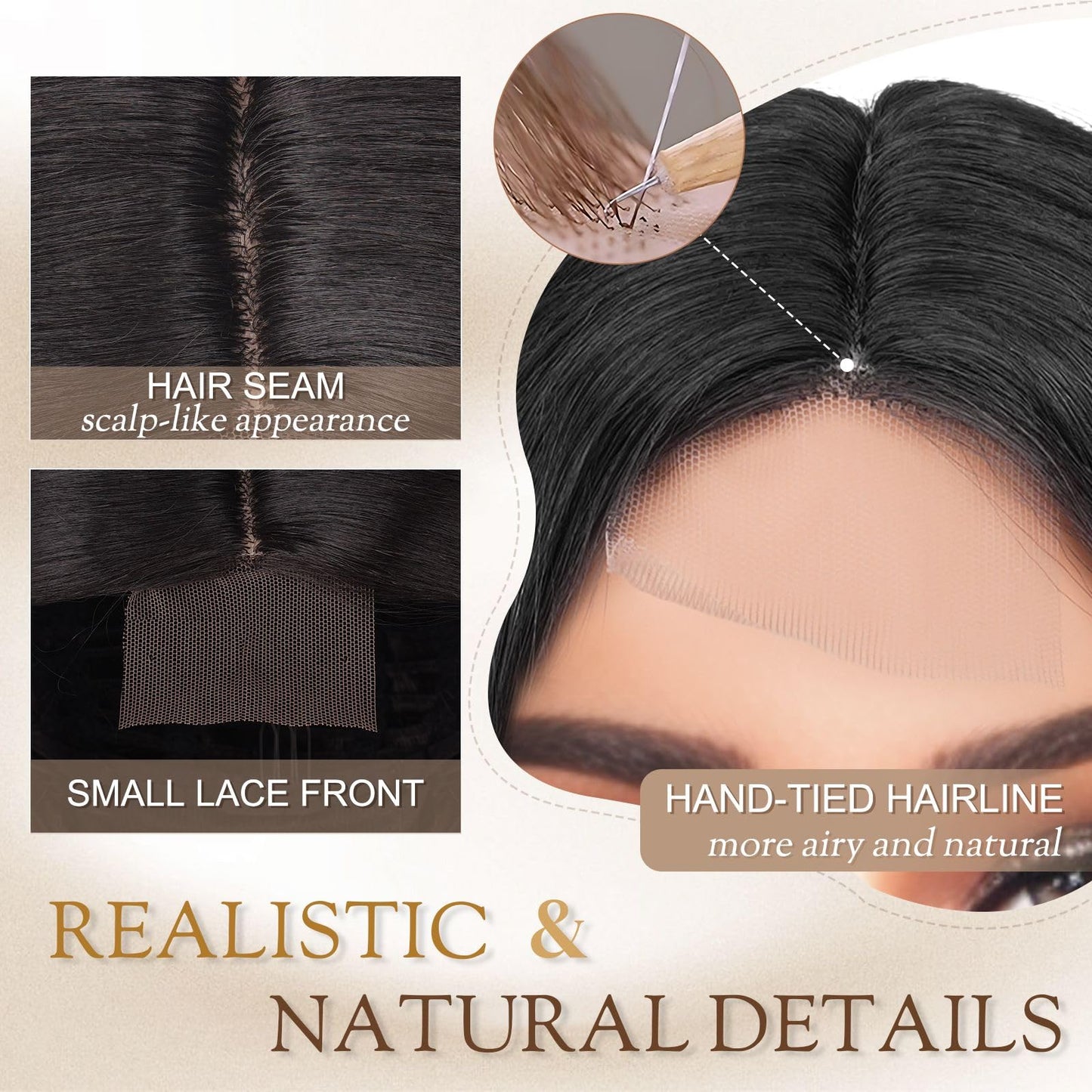 Sidaila Wigs for Women，Synthetic Lace Hairline Heat Resistant Body Wave Wig，14 Inch Shoulder Length Bob Style Wig Layered Natural Curly Hair Wigs for Women for Daily Party Use - 1B# Black