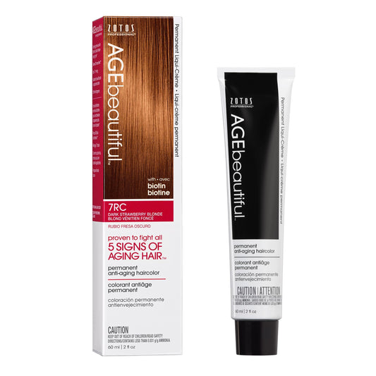 AGE beautiful Permanent Hair Dye 7RC Dark Strawberry Blonde - Strawberry Blonde / Copper Blonde Hair Color Cream with 100% Gray Coverage, Anti-Aging Biotin Formula for Thicker, Fuller Hair