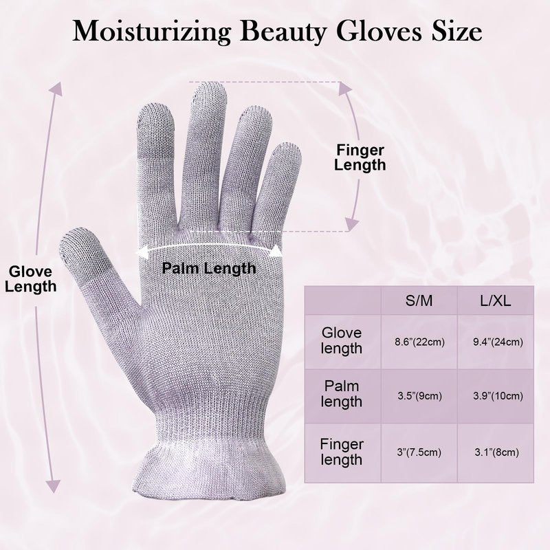 MIG4U Moisturizing Beauty Gloves Touchscreen Overnight Sleeping Glove for Women Dry Hands, Nighttime Lotion, Eczema, SPA, Cosmetic Treatment, Grey Purple 6 Pairs Size s/m
