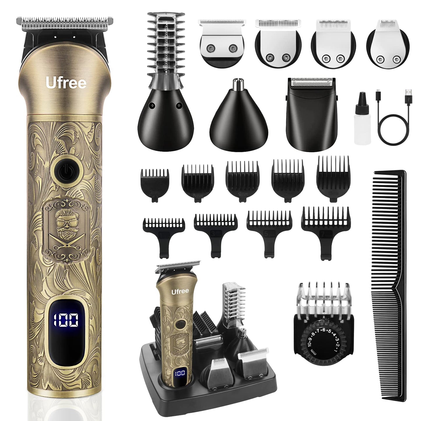 Ufree 7-in-1 Beard Trimmer for Men, Electric Razor Shaver, Men Grooming Kit