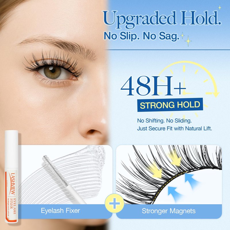 LASHVIEW Magnetic Eyelashes with Applicator Upgrade Soft Magnetic Eyelashes Natural Look Reusable No Glue or Eyeliner Needed Easy to Wear and Remove (RC01)