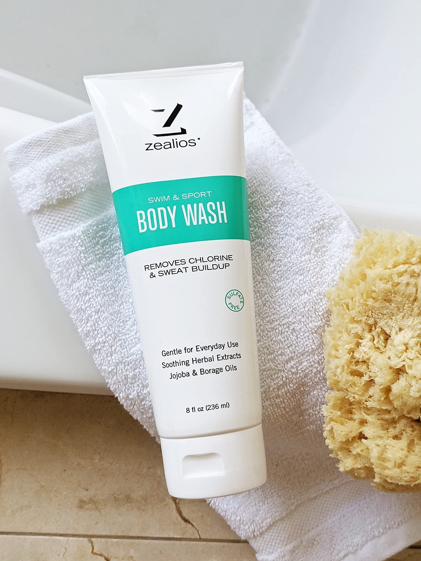 Zealios Swim & Sport Shampoo, Conditioner & Hydrating Body Wash for Relief from Pool Chemicals
