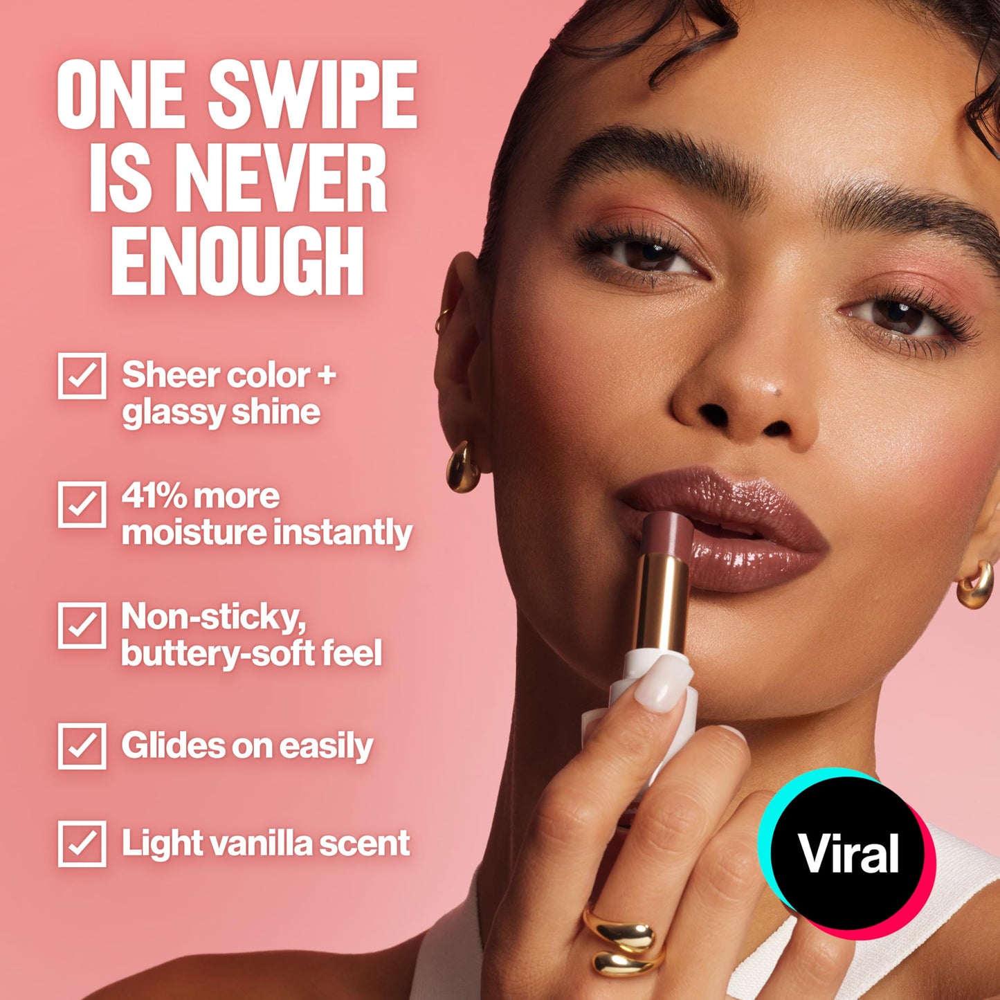 REVLON Super Lustrous Glass Shine Balm, Sheer Glossy Tinted Lip Balm, Hydrating Formula with Hyaluronic Acid, Aloe & Rose Quartz, 013 Toasting Glasses, 0.11 oz