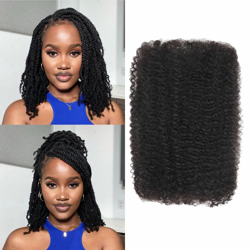 afro kinkys bulk human hair 8-28 inch afro kinky bulk 100% human hair for dreadlock extensions repair loc making twists (1 B, 20 Inch)