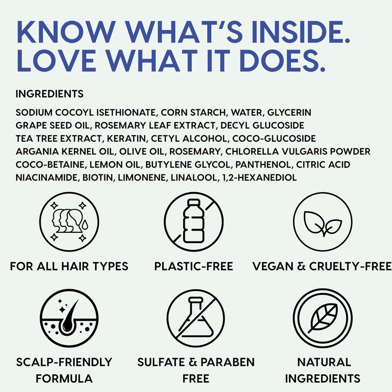 Rosemary & Tea-Tree Scalp Clarifying Shampoo Bar with Keratin, Panthenol, Biotin and Argan-Oil (5.2oz) | Sulfate Free, All Natural, Hair Moisturizing & Nourishing Soap, Deep Cleansing Solid Shampoo