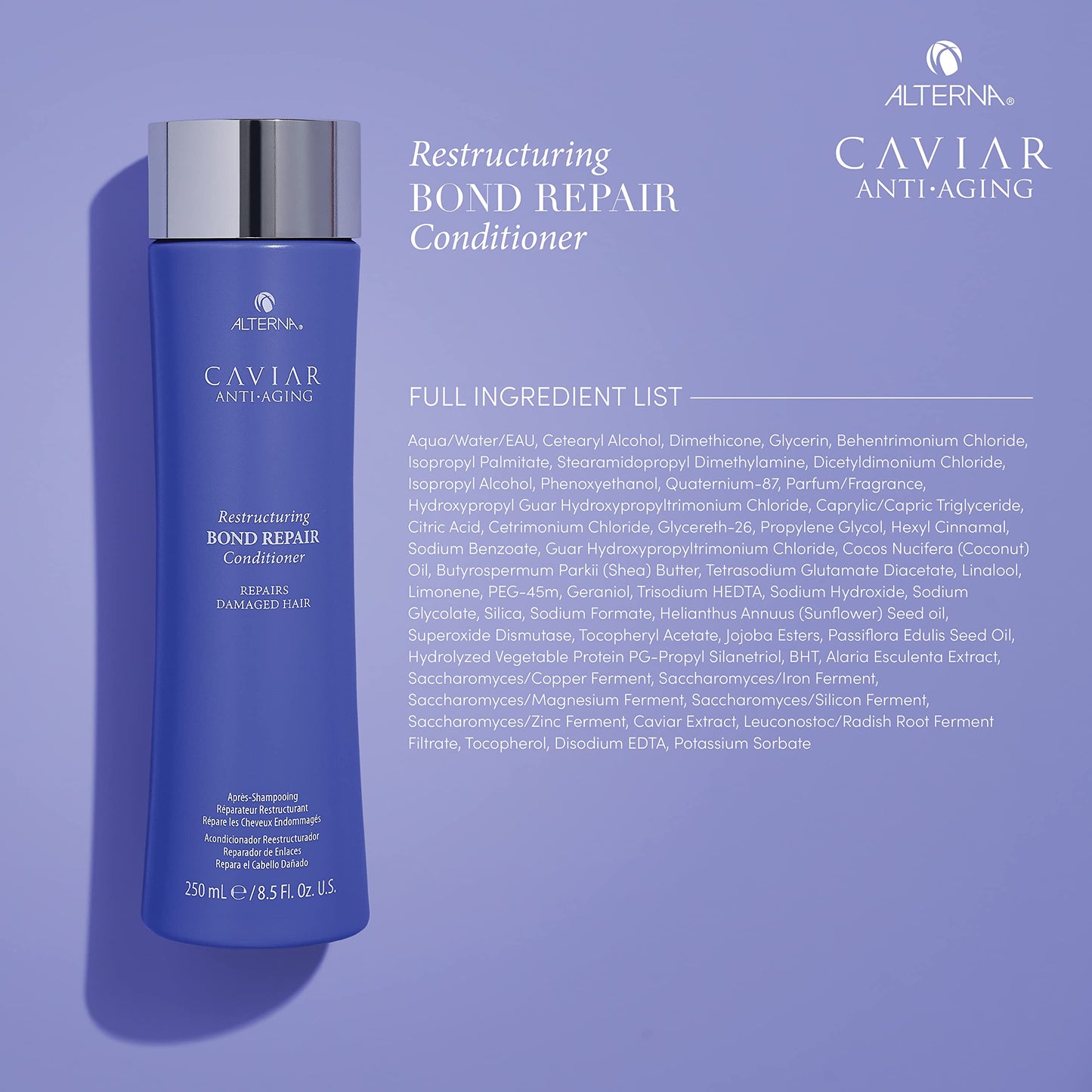 Alterna Haircare CAVIAR Anti-Aging Restructuring Bond Repair Conditioner 33.8 Fl Oz | For Brittle, Damaged and Split Ends | Repairs, Strengthens and Protects Damaged Hair | Sulfate Free