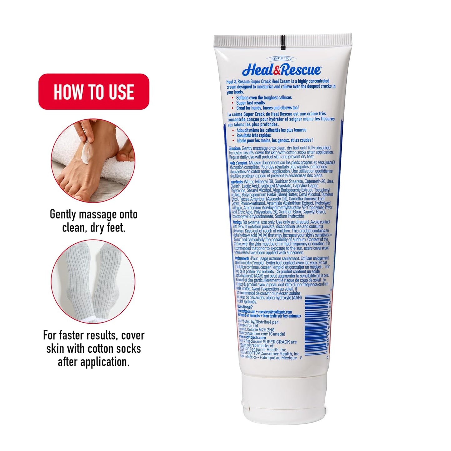 Heel Rescue Foot Cream - AHA & Shea Butter for Cracked Heels | Moisturizes & Exfoliates, 4.4 oz (Pack of 3)