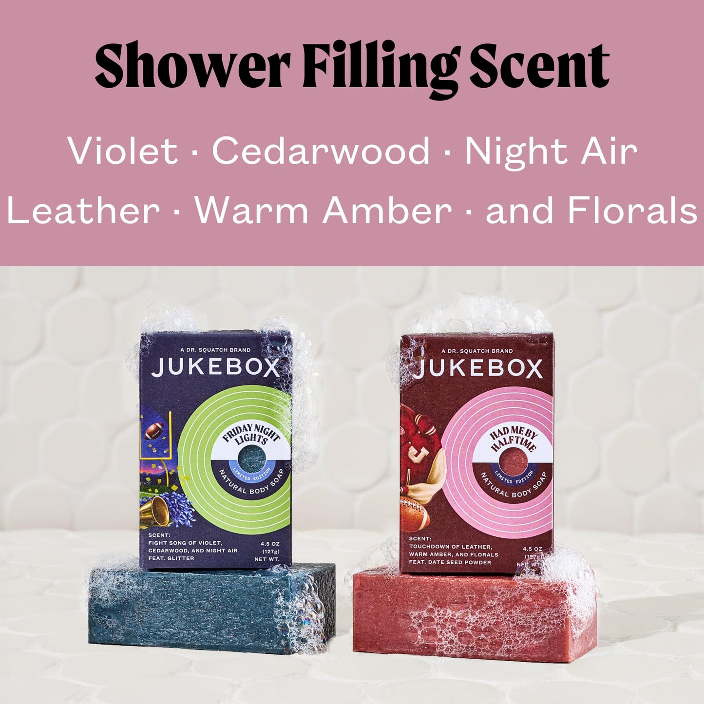 JUKEBOX Natural Bar Soap - Fall Collection Duo: Friday Night Lights & Had Me by Halftime - Cedarwood and Floral Soap | Made in USA - A Dr. Squatch Brand 4.5oz, 2 Pack